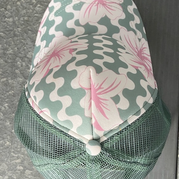 Roxy Green and Pink Floral Trucker Hat - Picture 3 of 5
